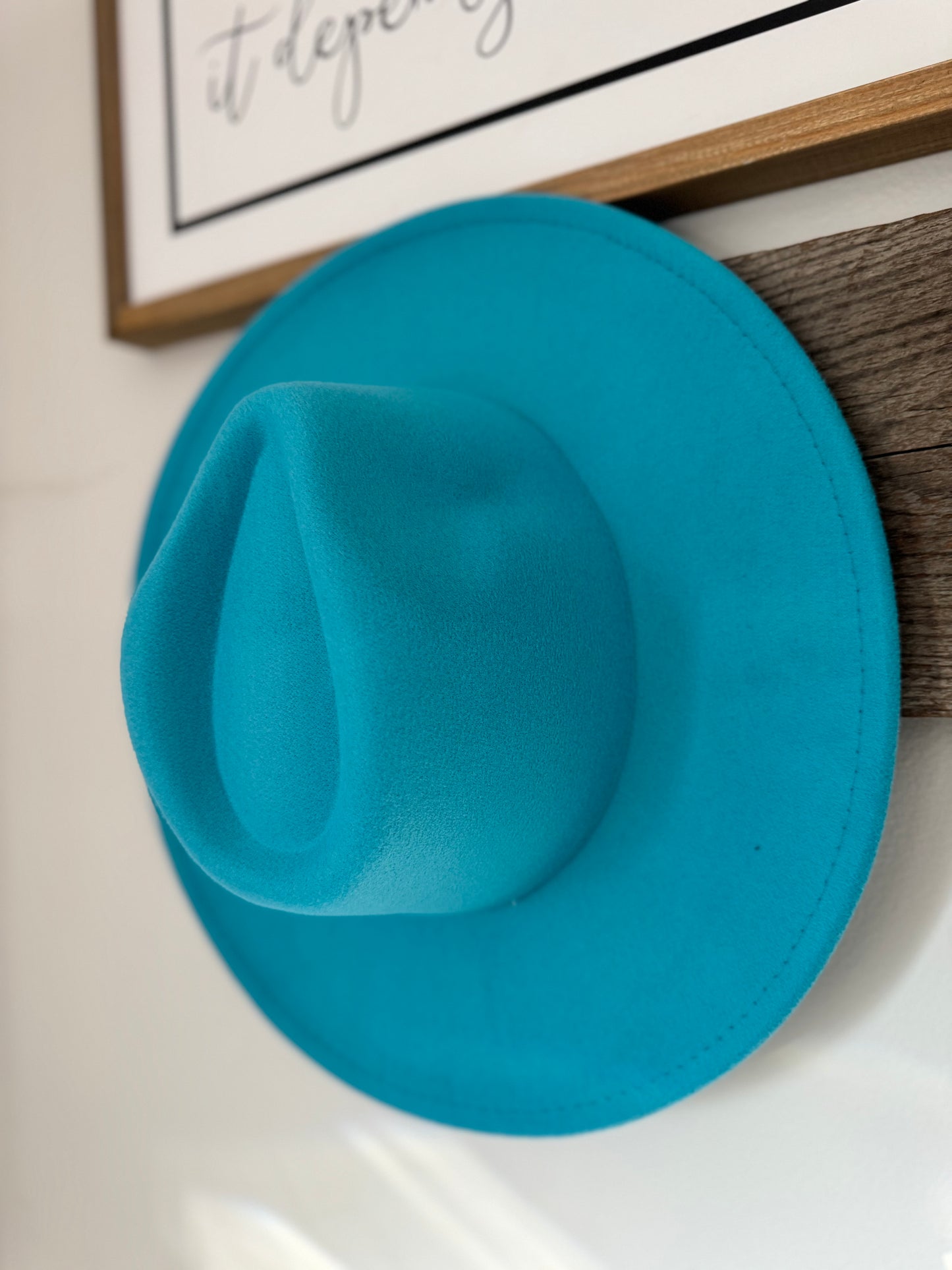 Aqua Blue extra wide brim adjustable hat - adult poly blend