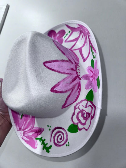 Womens floral painted non adjustable hat