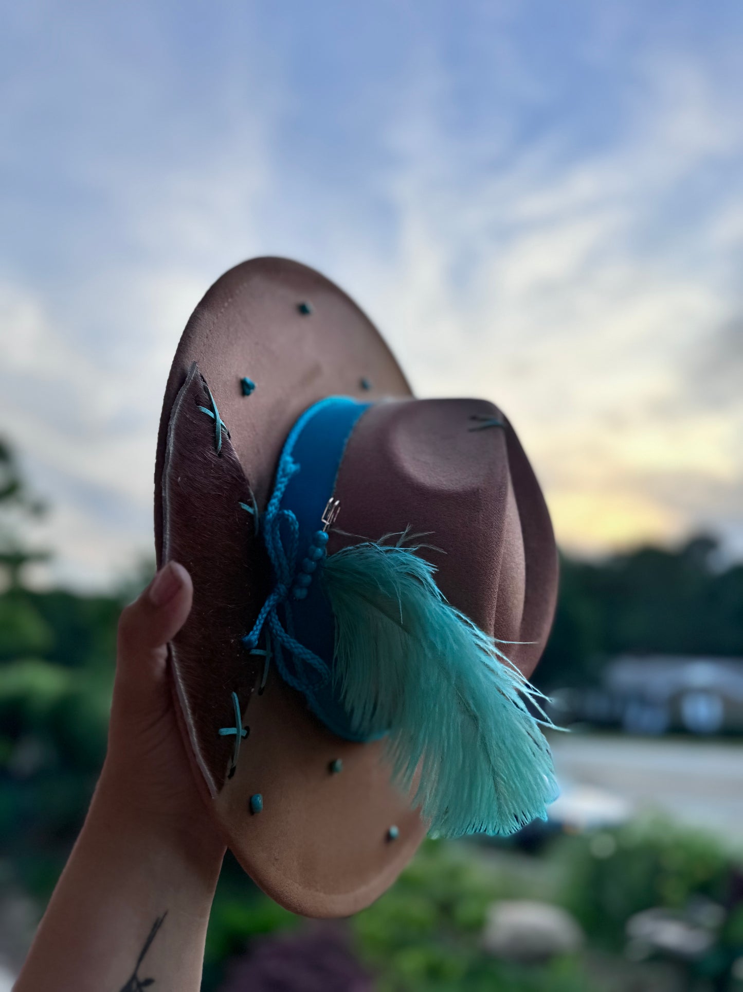 Teal & Cowhide