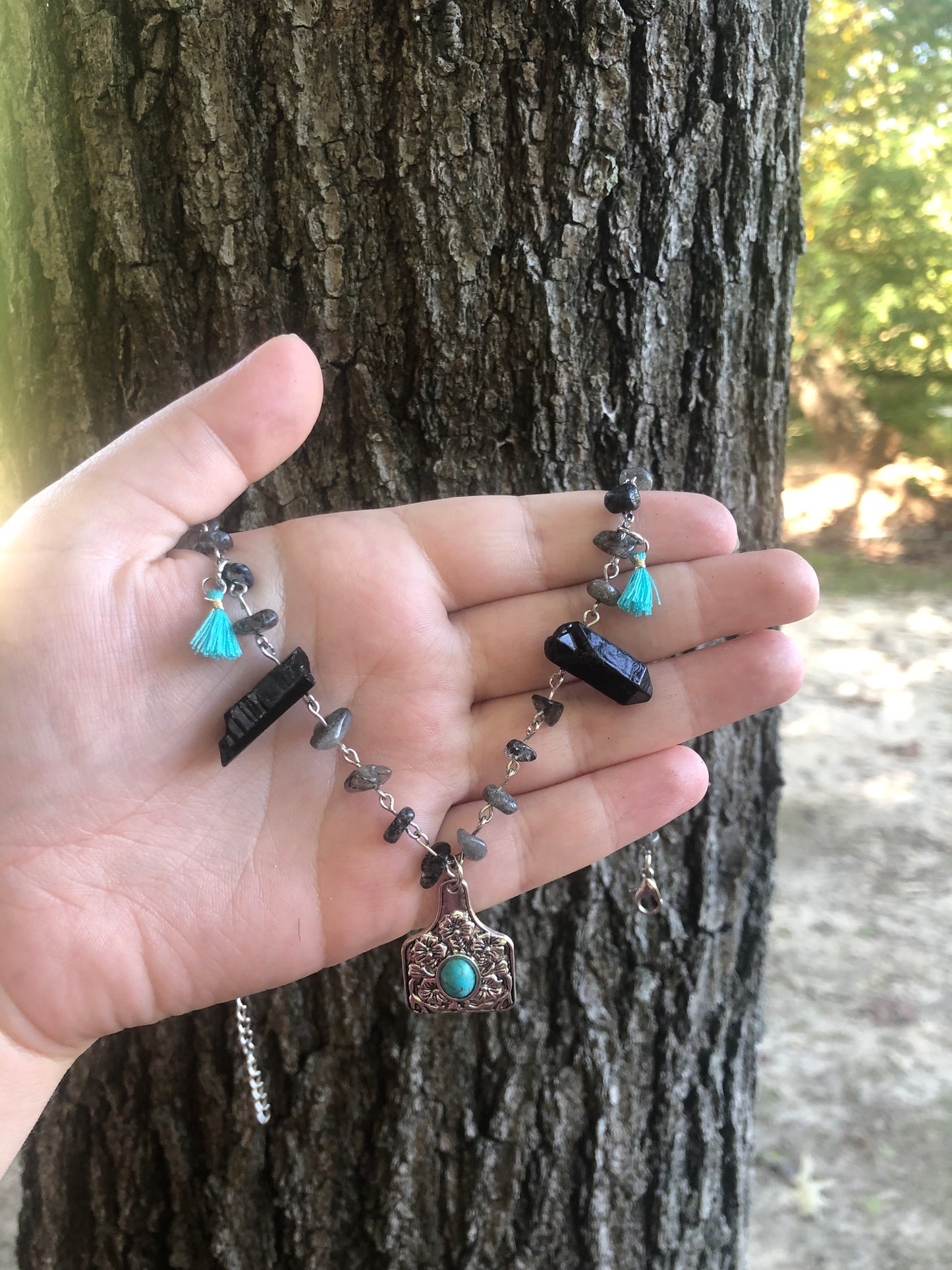 Turquoise and Black Western necklace