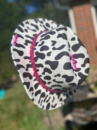 PINK SPARKLE BLACK & WHITE COWPRINT