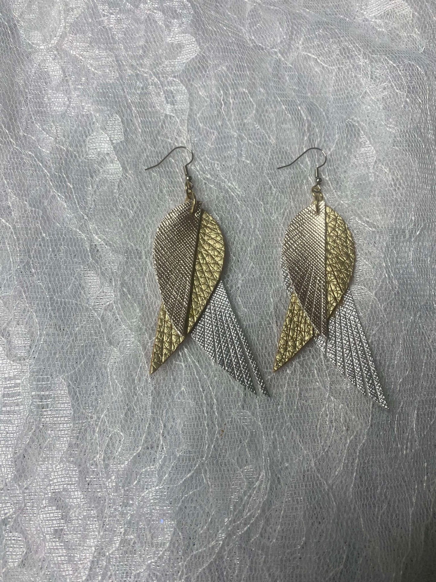 Faux Leather Feather Earrings