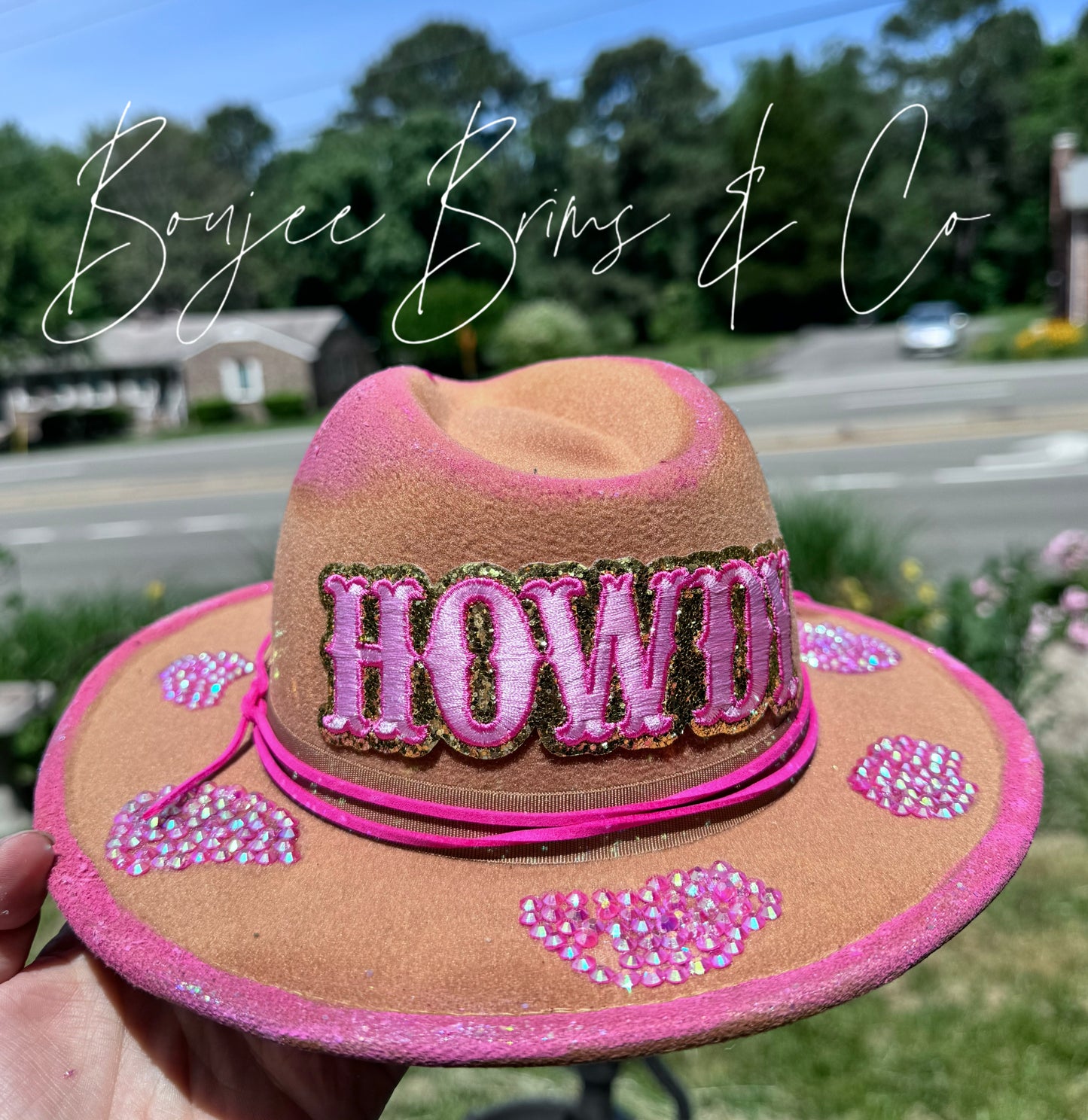 Child size pink rhinestone hat