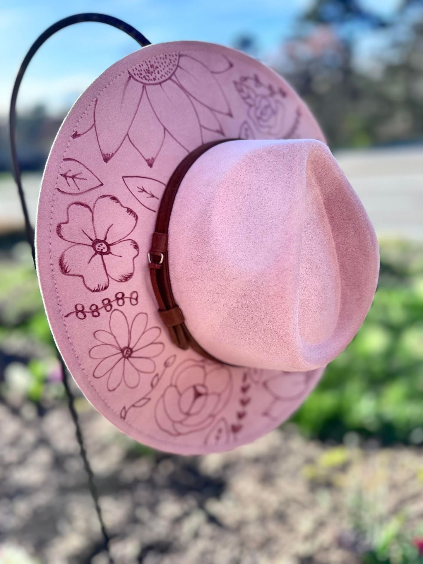 Blush Pink - Flowers for days - Extra Wide Brim 3.75"