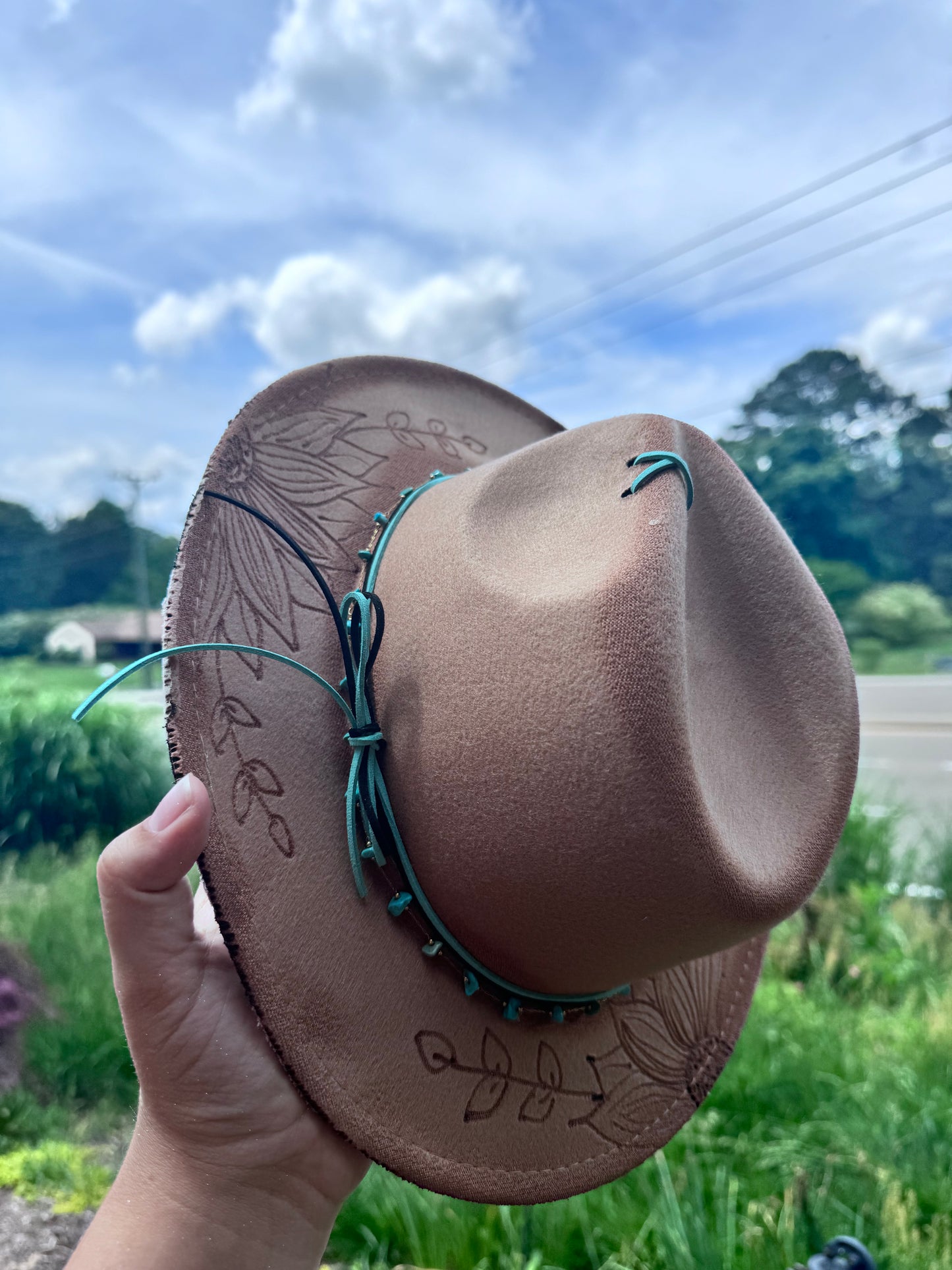 Children’s size cowprint brim hat