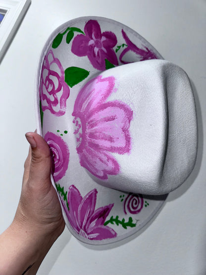 Womens floral painted non adjustable hat