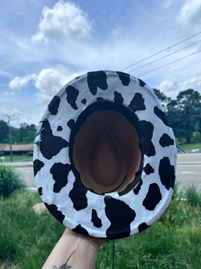 Children’s size cowprint brim hat