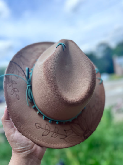 Children’s size cowprint brim hat