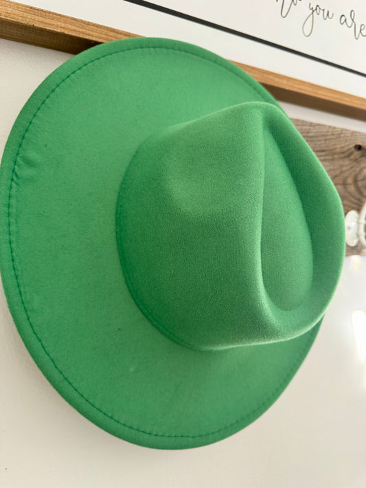 green -  extra wide brim adjustable hat - adult poly blend