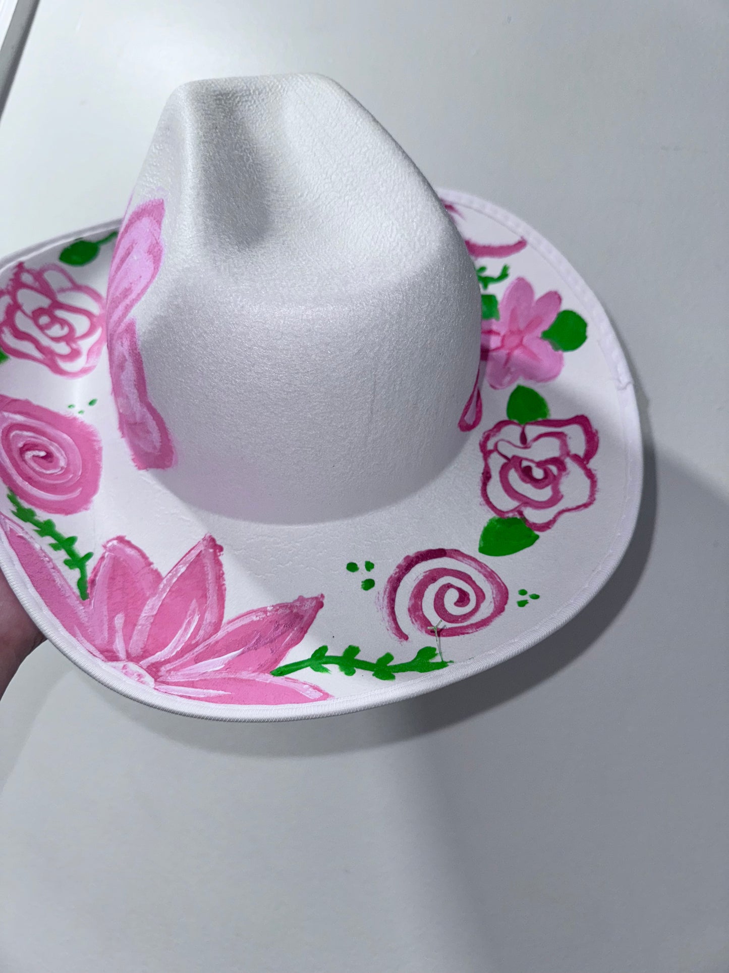 Womens floral painted non adjustable hat